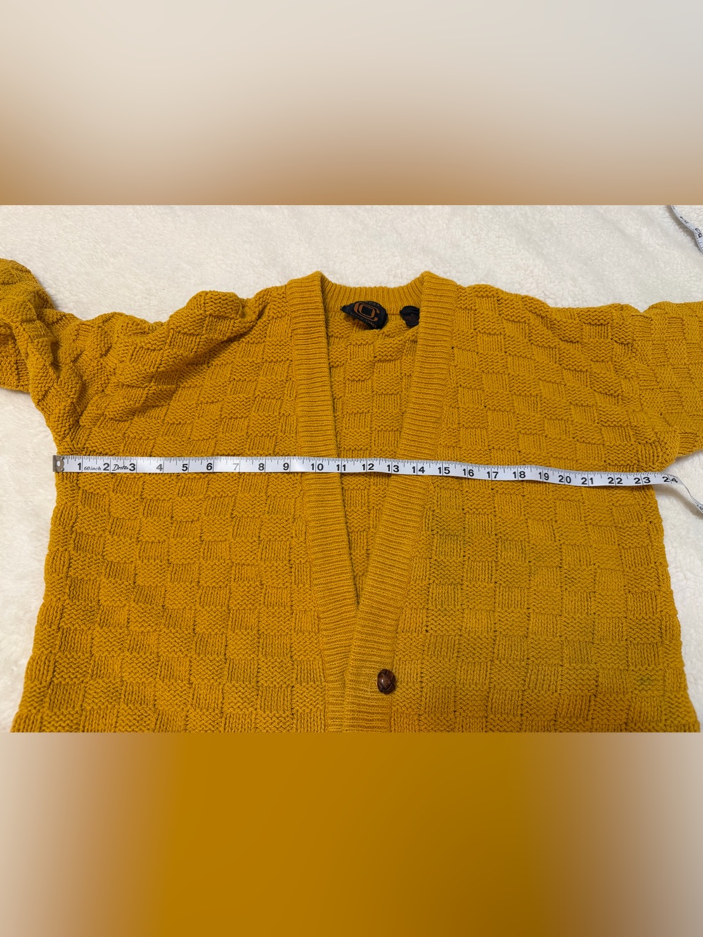 Ellen Tracy Mustard Yellow Textured Knit Cardigan - Picture 7 of 7
